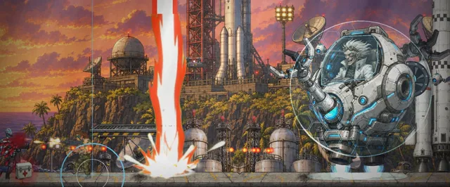 Dr. Korvac's hover pod firing an orbital strike at the rocket launch site